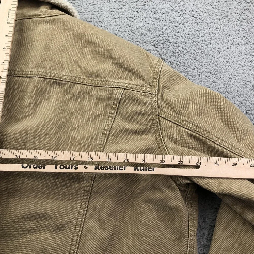 Levi's Jacket Mens Large Beige Canvas Sherpa Lined Trucker Button Front Workwear